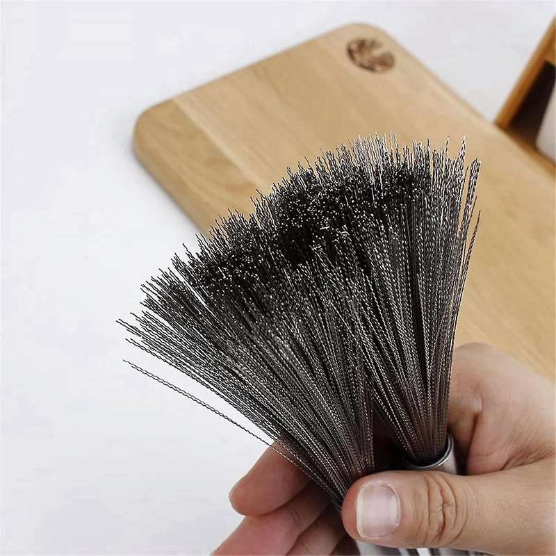Brush for Kitchen Stainless Steel Wire and Handle with Hang Hook Scrub Dish Pot Stove Plate