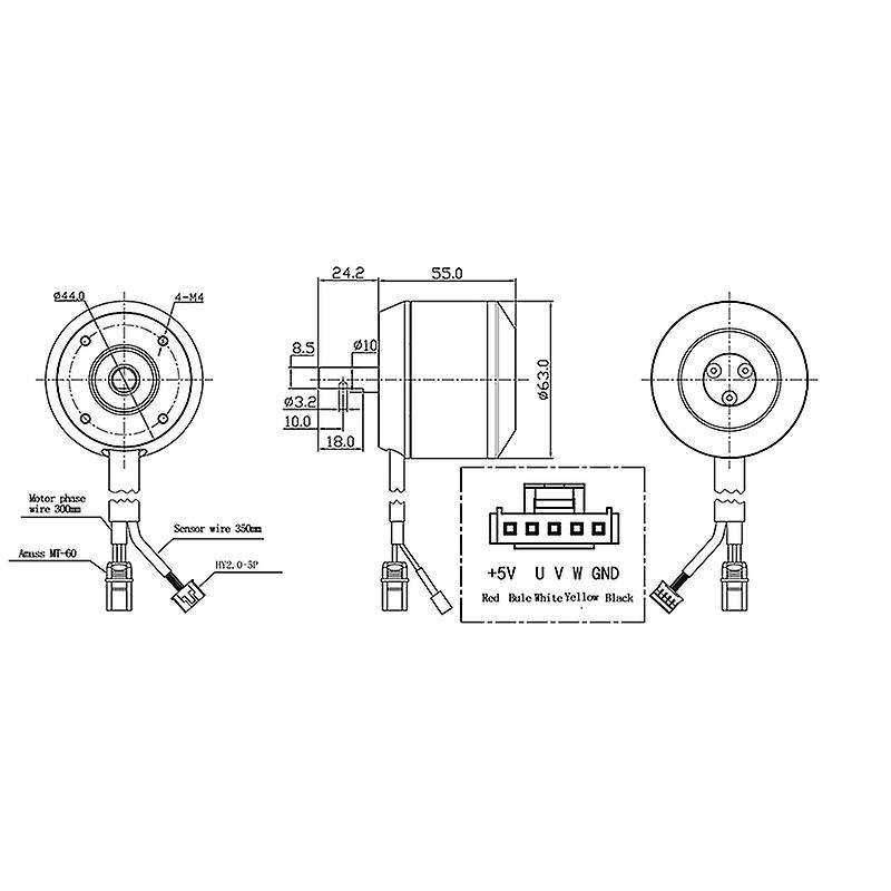 Brushless DC Motor H6355 160KV 1620W for E-Bike Skateboard Refitting High Speed Motor