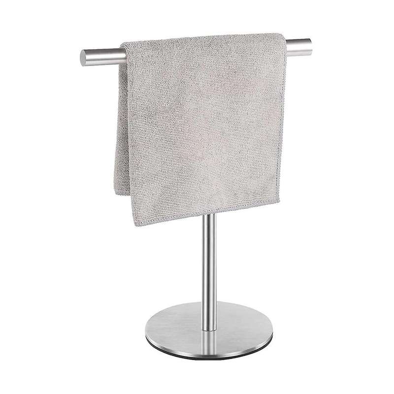 Brushed Finish Standing Towel Rack, Heavy Duty Base, Stainless Steel T-shaped Hand Towel Stand For
