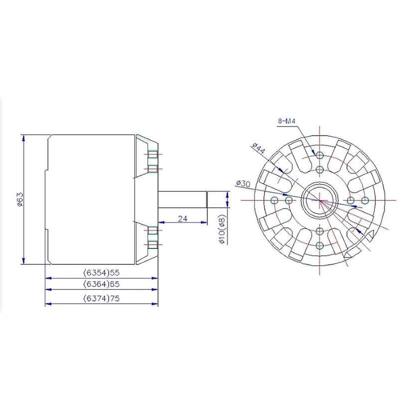 Brushless Sensored Motor for Electric Bike/Skateboard BLDC Belt Motor 6354 190KV 2450W Shaft 8mm for