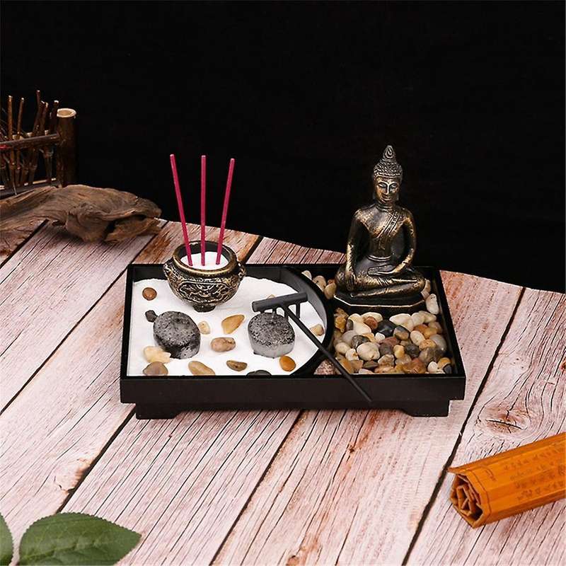 Buddha Statues and Table Candle Holder , Garden Decoration with Sand and Stone Incense Burner