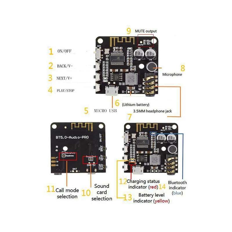 Bt5.0 Pro Audio Module+case Mp3 Audio Decoder Board with Mic Lossless Car Speaker Audio Amplifier D