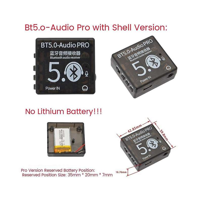 Bt5.0 Pro Audio Module+case Mp3 Audio Decoder Board with Mic Lossless Car Speaker Audio Amplifier D