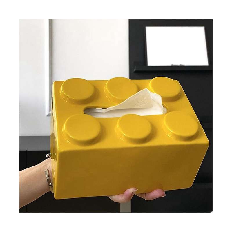 Building Blocks Tissue Box, Tissue Paper Box Ceramic Tissue Box Ornaments for Napkin Facial Paper To