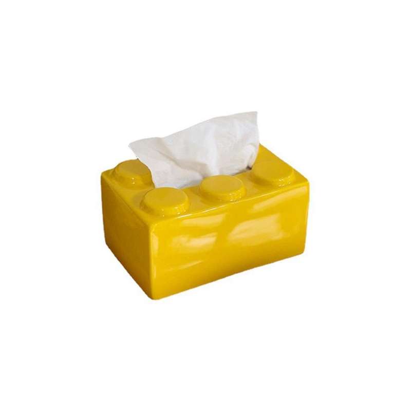 Building Blocks Tissue Box, Tissue Paper Box Ceramic Tissue Box Ornaments for Napkin Facial Paper To