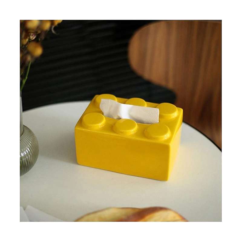 Building Blocks Tissue Box, Tissue Paper Box Ceramic Tissue Box Ornaments for Napkin Facial Paper To