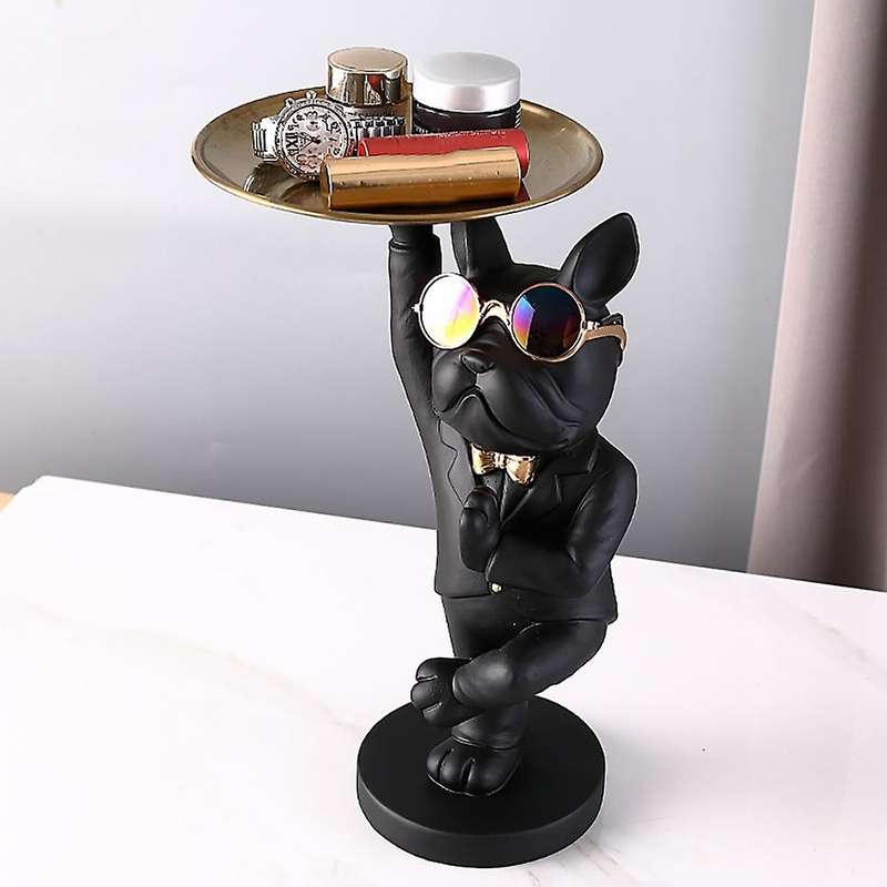 Bulldog Fruit Dish Room Decor Animal Figurines Bulldog Sculpture Ornament Table Decoration Statue B