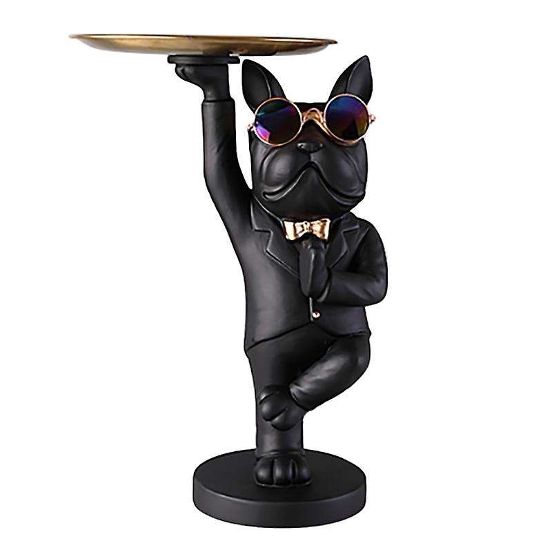 Bulldog Fruit Dish Room Decor Animal Figurines Bulldog Sculpture Ornament Table Decoration Statue B