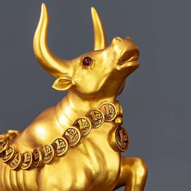 Bull Resin Statue Decoration Suitable for Bedroom Living Room Decoration Study Wine Cabinet Office A