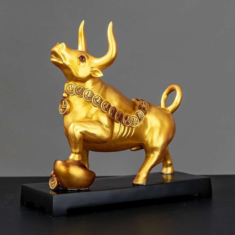 Bull Resin Statue Decoration Suitable for Bedroom Living Room Decoration Study Wine Cabinet Office A
