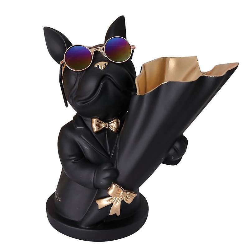 Bulldog Flower Vase Home Decor French Bulldog Sculpture Desktop Flower Vase Living Room Decorative S