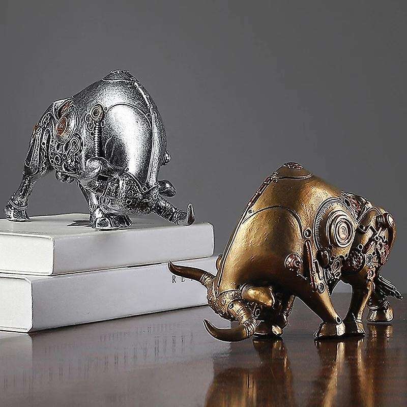Bullfight Mechanical Cow Figurines for Interior Decoration Desk Accessories Statue Decorative Orname