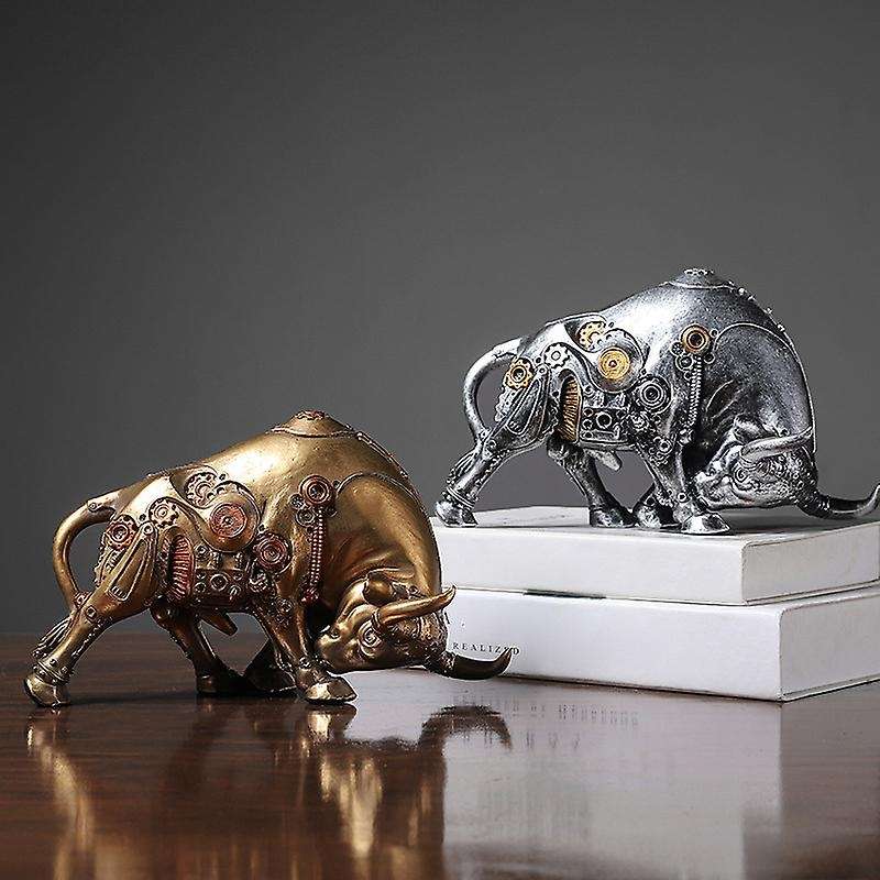 Bullfight Mechanical Cow Figurines for Interior Decoration Desk Accessories Statue Decorative Orname