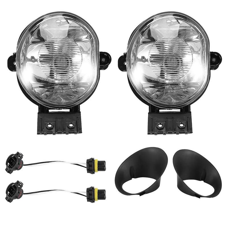 Bumper Fog Lights Driving Lamps+Bezel for 02-08 Ram 1500/03-09 Ram 2500 Ram 3500/04-06 Durango Glass