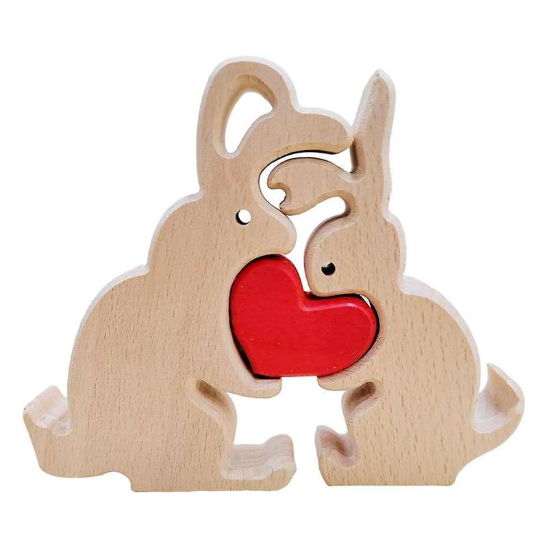 Bunny Figurines, Anniversary Creatives Gift, Wooden Rabbit Statue Spring Decoration