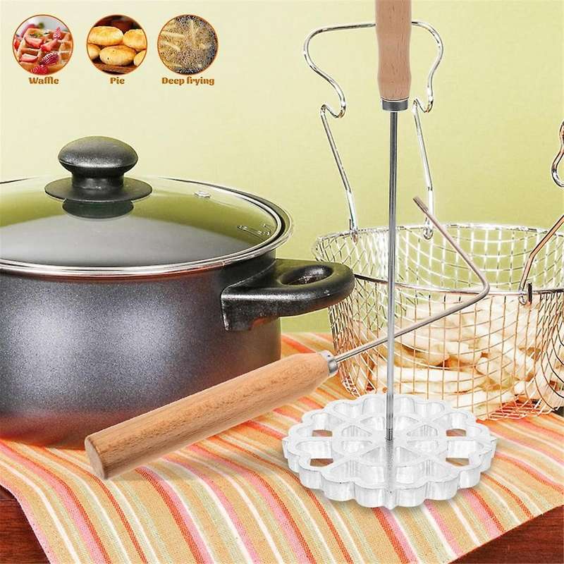 Bunuelos Mold with Handle, Swedish Rosette Maker Timbale Rosettes Cookie Mold Aluminum Waffle Mold