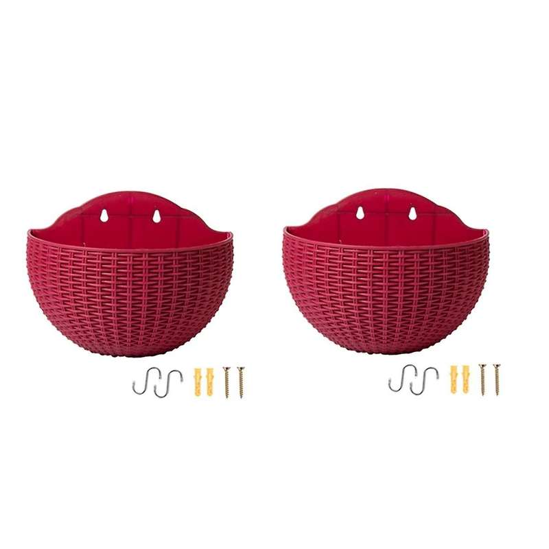 Burgundy Large Balcony Hanging Plastic Pot Succulent Flower Pot Rattan Flower Pot
