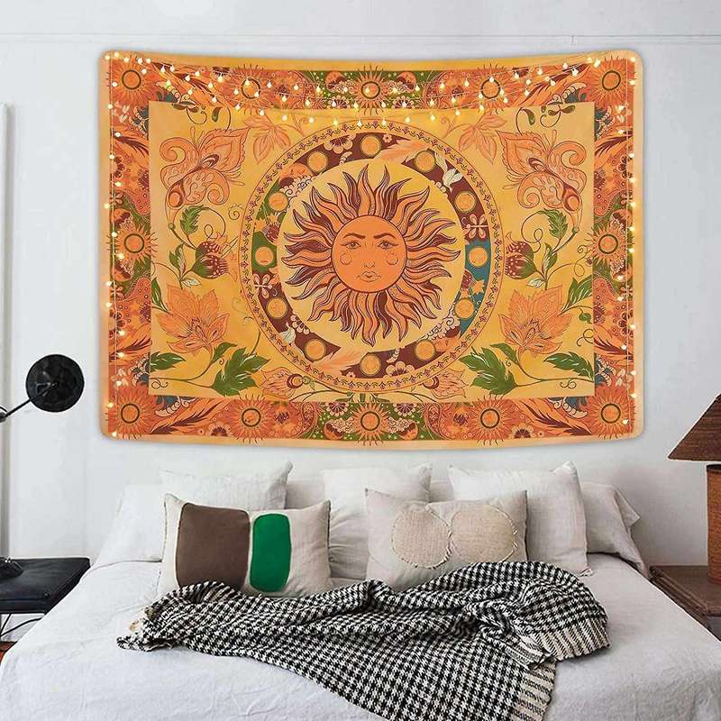 Burning Sun Tapestry Flower Vines Tapestries Vintage Indie Boho Tapestry Floral Tapestry Hippie Tape