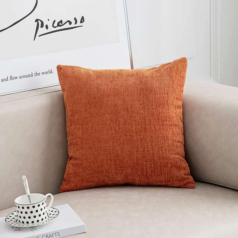 Burnt Orange Pillow Covers 18X18 Inch Set of 2 Modern Farmhouse