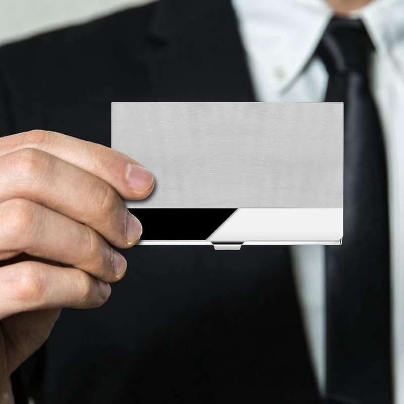 Business Card Cases 4 Pack , Stainless Steel Storage Holders Pocket Cases for ID Cards Credit Cards