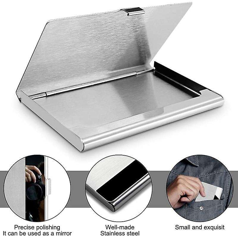 Business Card Cases 4 Pack , Stainless Steel Storage Holders Pocket Cases for ID Cards Credit Cards