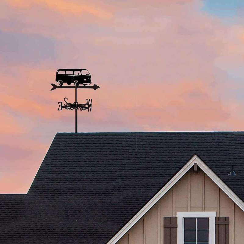 Bus Weathervanes, Professional Measuring Tools Weather Vane for Roof Mounted, Retro Outdoor Garden S