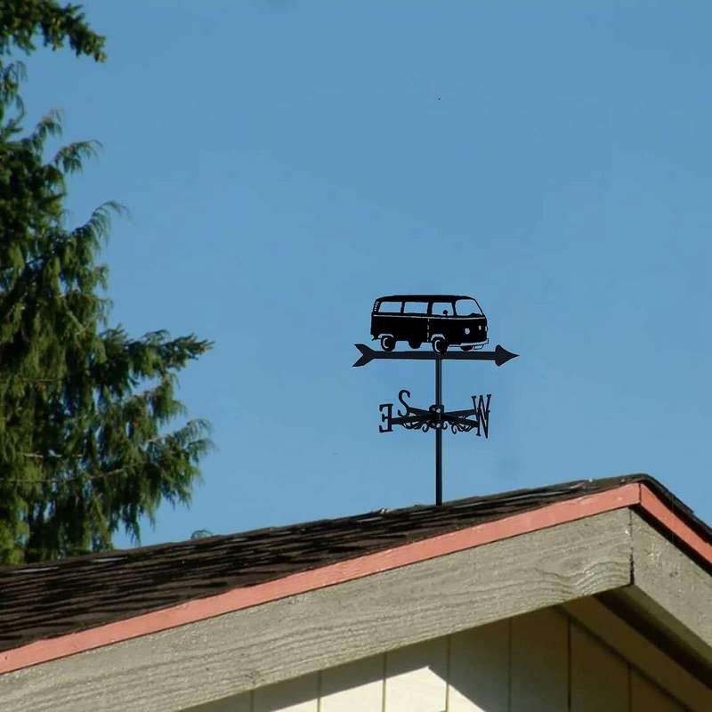 Bus Weathervanes, Professional Measuring Tools Weather Vane for Roof Mounted, Retro Outdoor Garden S
