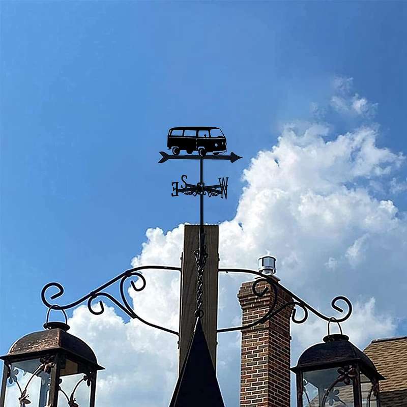 Bus Weathervanes, Professional Measuring Tools Weather Vane for Roof Mounted, Retro Outdoor Garden S