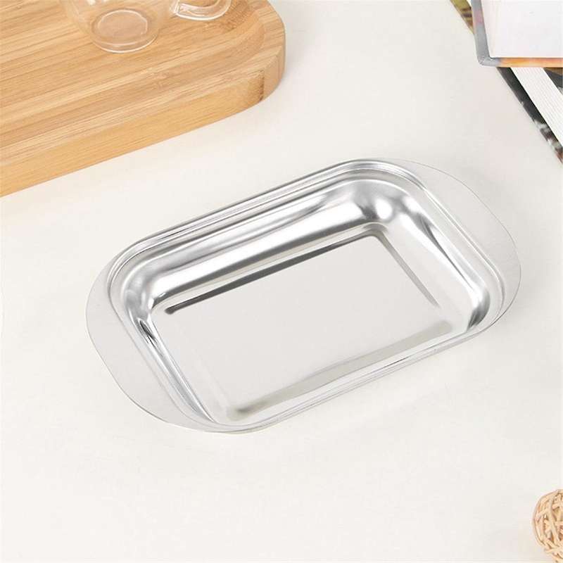 Butter Container - White Butter Fridge Storage Container Butter Storage Box,Metal Butter Box with L