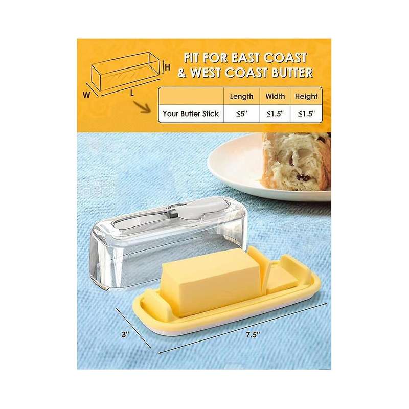 Butter Dish with Clear Lid, Butter Container Holds for Countertop, Unbreakable Butter Keeper for Hom