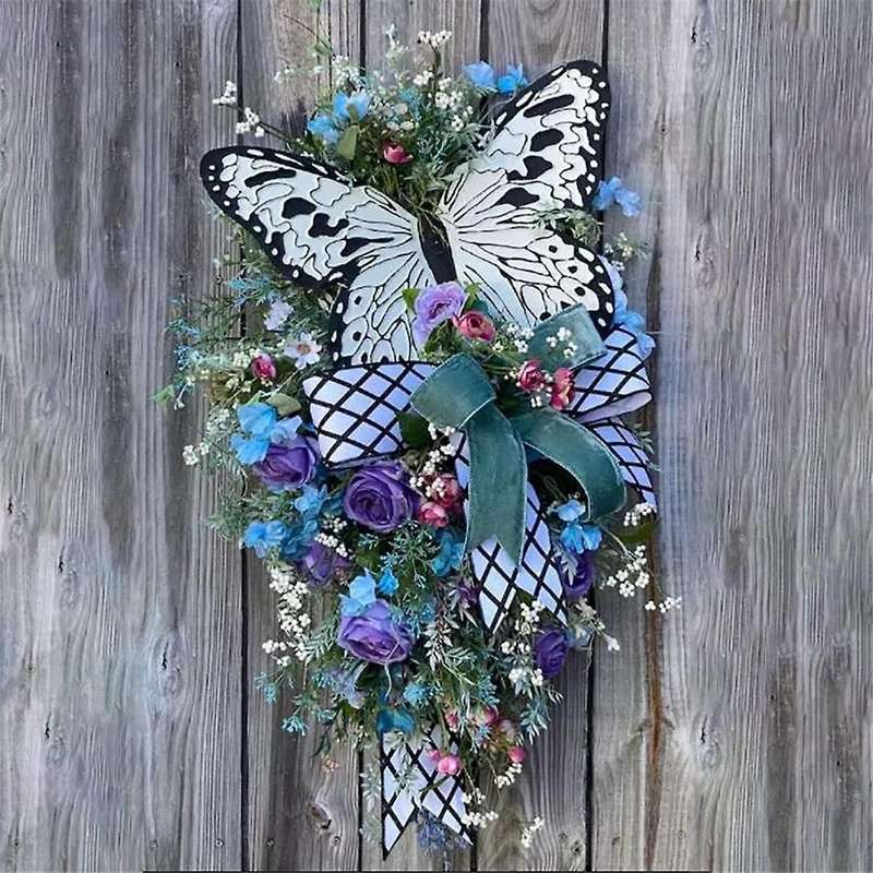Butterfly Summer Wreaths for Front Door Spring Summer Butterflies Decor Welcome Sign Summer Wreath