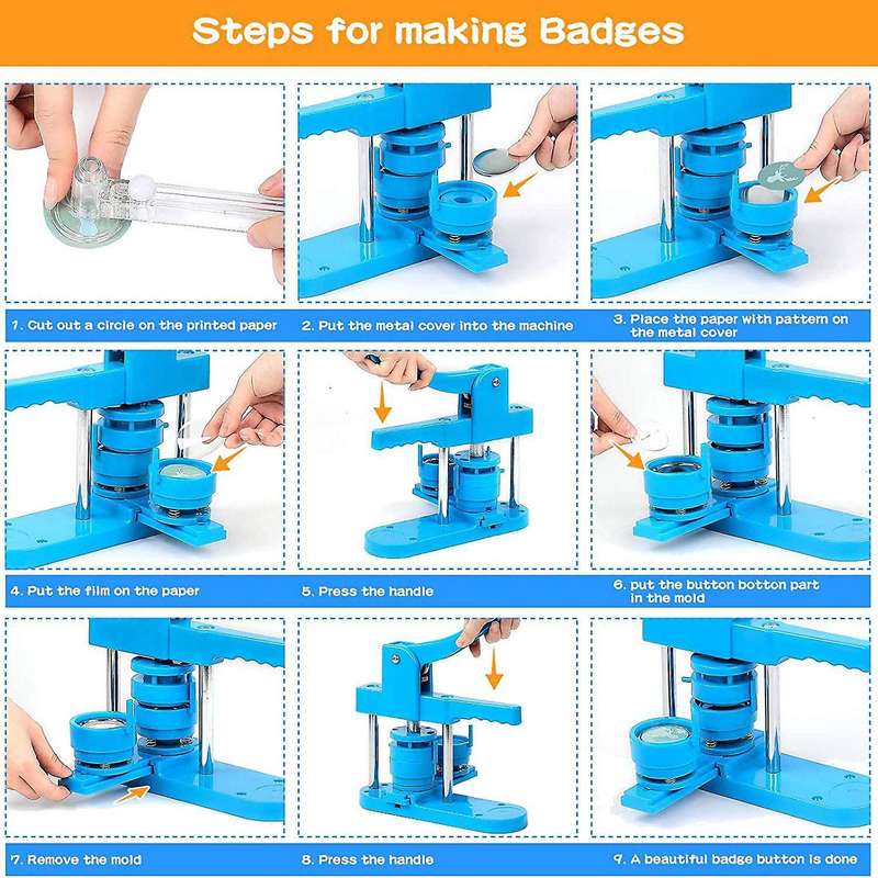 Button Maker Machine 25/44/58mm Badge Pin Press Machine for Kids with 500 Sets Button Making Supplie