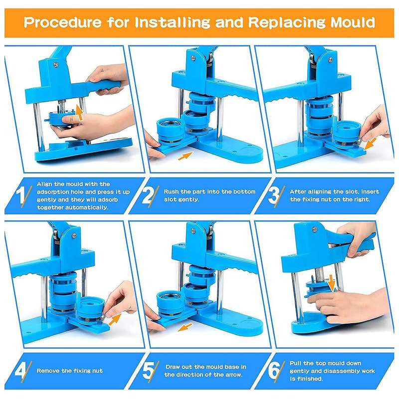 Button Maker Machine 25/44/58mm Badge Pin Press Machine for Kids with 500 Sets Button Making Supplie