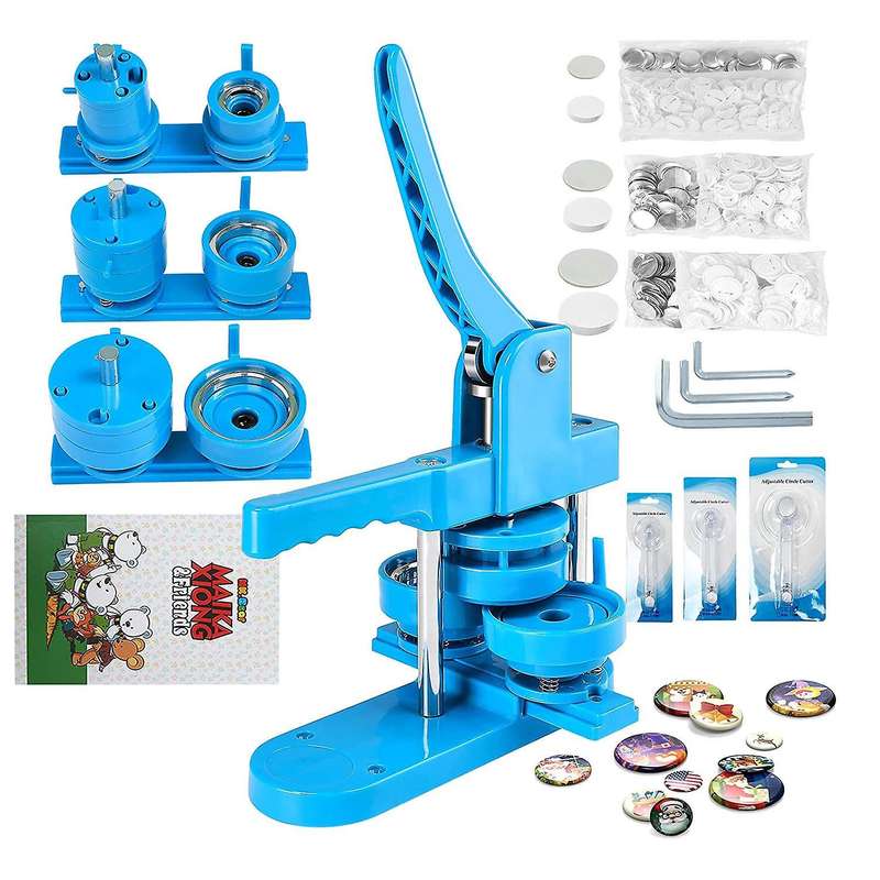 Button Maker Machine 25/44/58mm Badge Pin Press Machine for Kids with 500 Sets Button Making Supplie