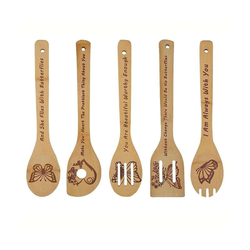 Butterfly Wooden Cooking Spoons 5,butterfly Kitchen Gift,butterfly Kitchen Decor,bamboo Cooking Spo
