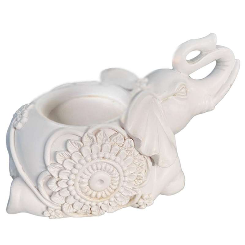 B-white Animal Candle Holders Elephant Sculpture Tea Light Candle Holder Deco Small Candle Stick Hol