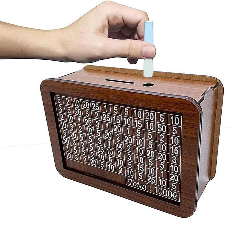 B-wooden Piggy Bank Disposable Decorative Wooden Handmade Money Saving Box with Money Goals Counter