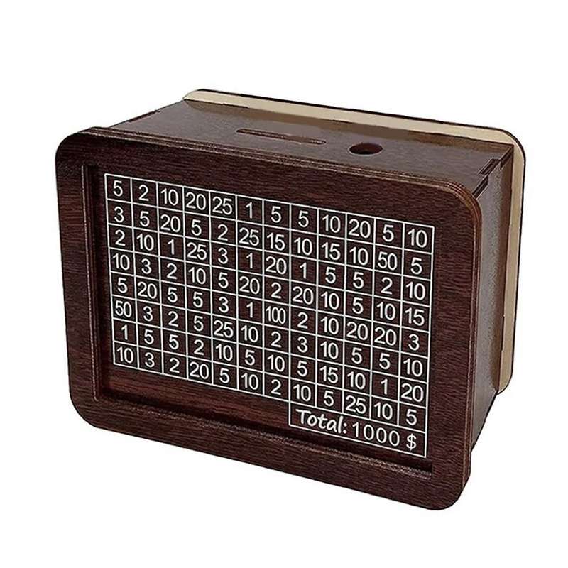 B-wooden Piggy Bank Disposable Decorative Wooden Handmade Money Saving Box with Money Goals Counter