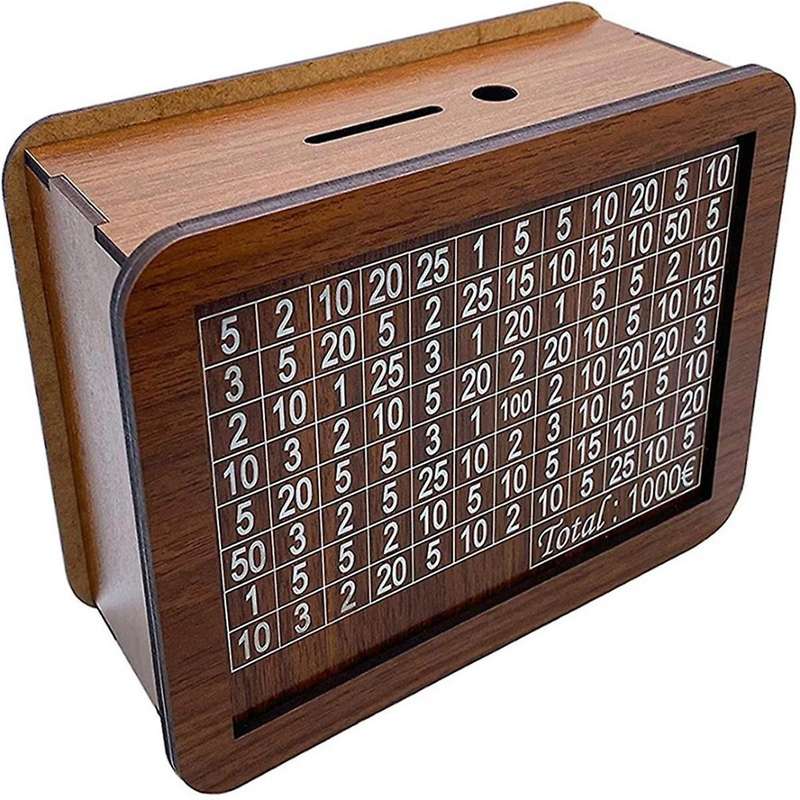 B-wooden Piggy Bank Disposable Decorative Wooden Handmade Money Saving Box with Money Goals Counter