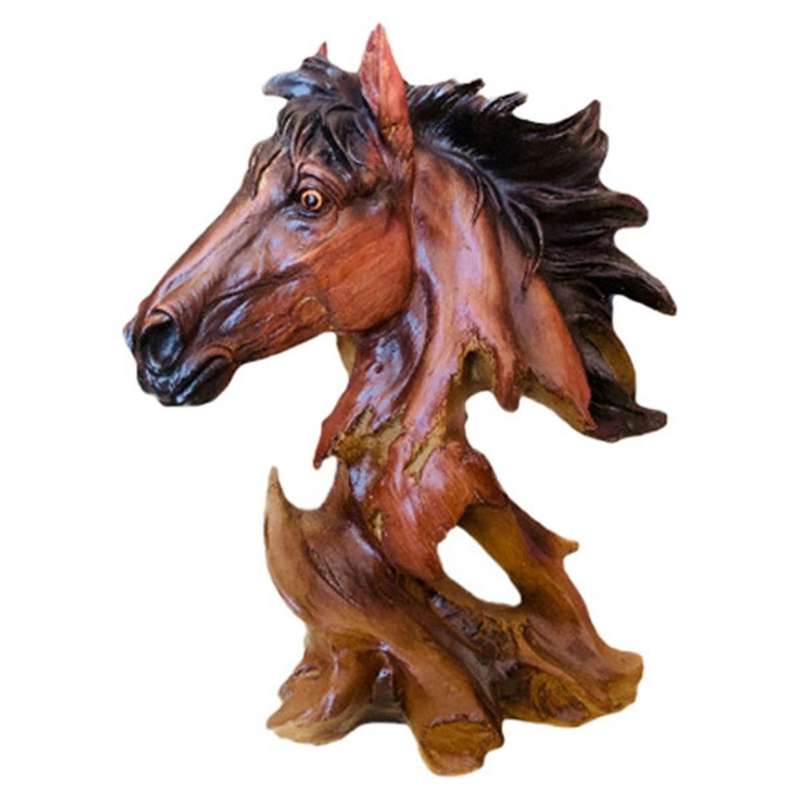 C Imitation Root Animal Head Statue, Retro Sculpture,Artificial Resin Ornaments,Suitable for Office