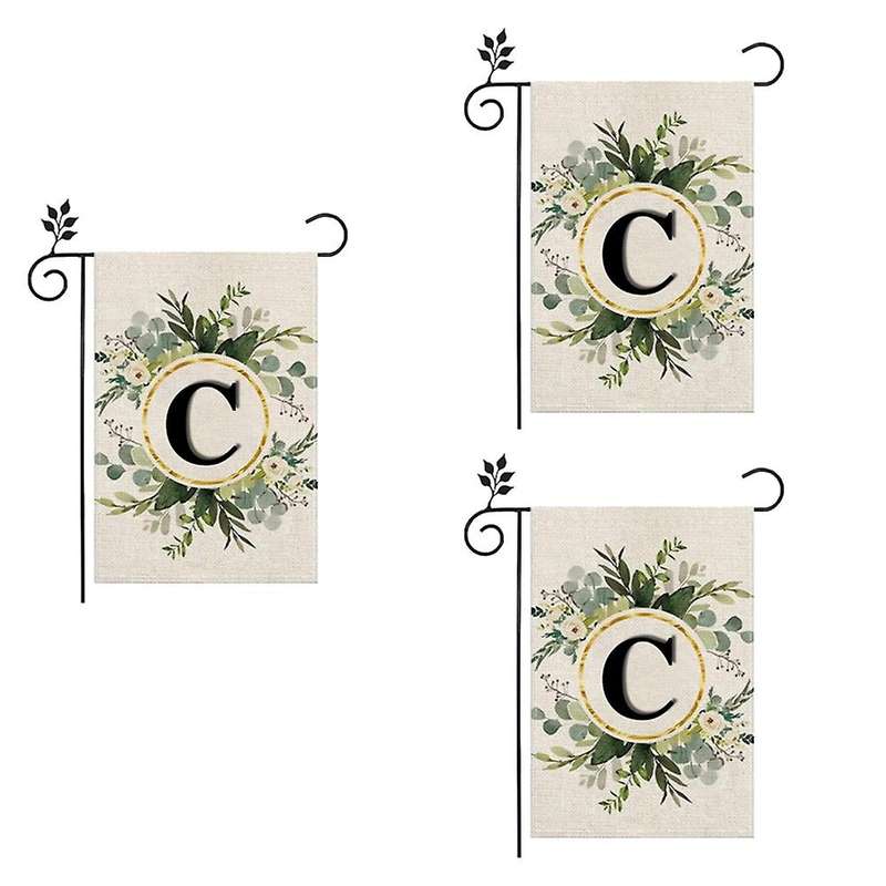 C Linen Garden Flag Double Layer Double Sided Letters Holiday Outdoor Flag Yard Decoration Flag