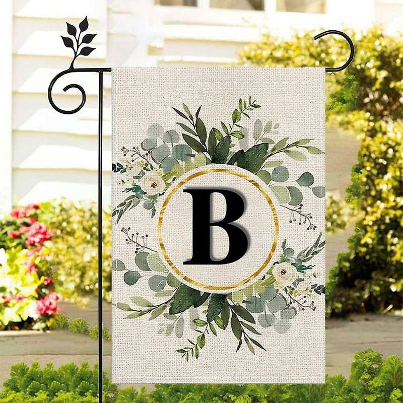 C Linen Garden Flag Double Layer Double Sided Letters Holiday Outdoor Flag Yard Decoration Flag