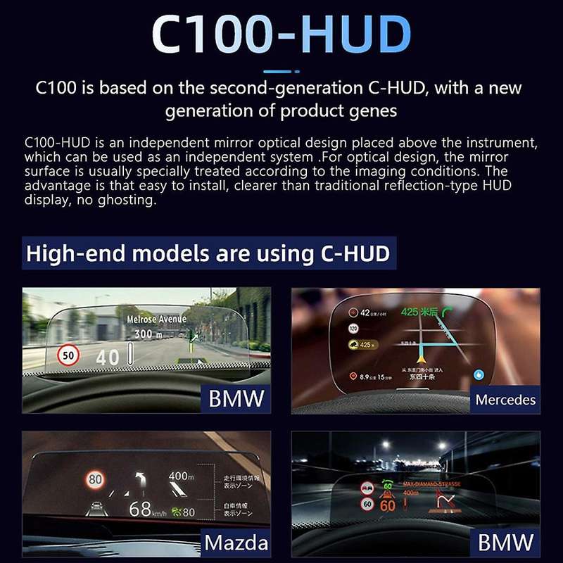 C100/OBD2 HUD , Auto Electronics OBD2 Hud Car Speed Projector Display Driving Computer