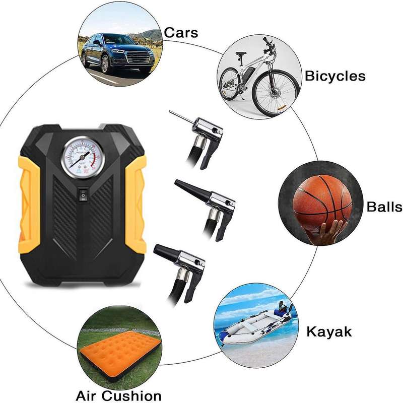 C12V Ar Air Pump Hand-Held Portable Tire Inflation Machine, 22 Cylinder Pointer Display Air Compress