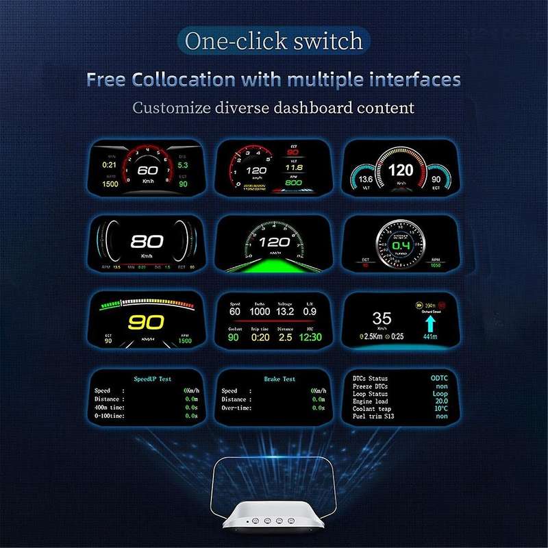 C3 Car Heads Up Display C3 GPS OBD2 HUD Navigation Digital Speedometer on Board Computer Projector O