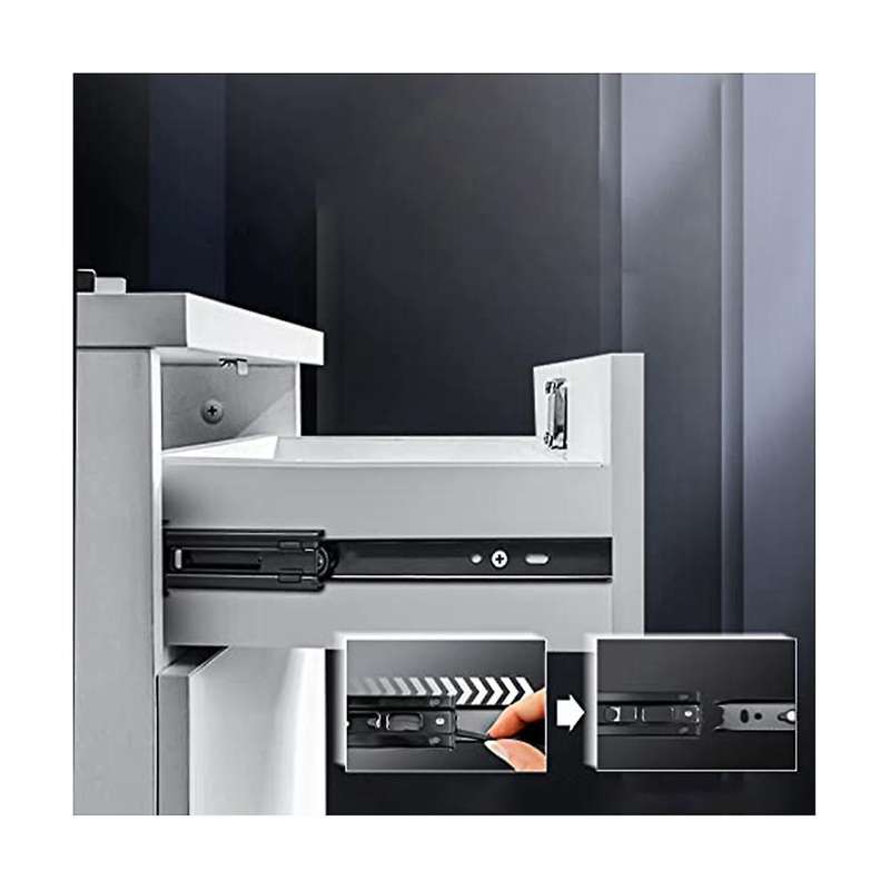 Cabinet Thickened 3-section Buffer Mute Drawer Slide Rail Damping Wardrobe Door 3-section Track