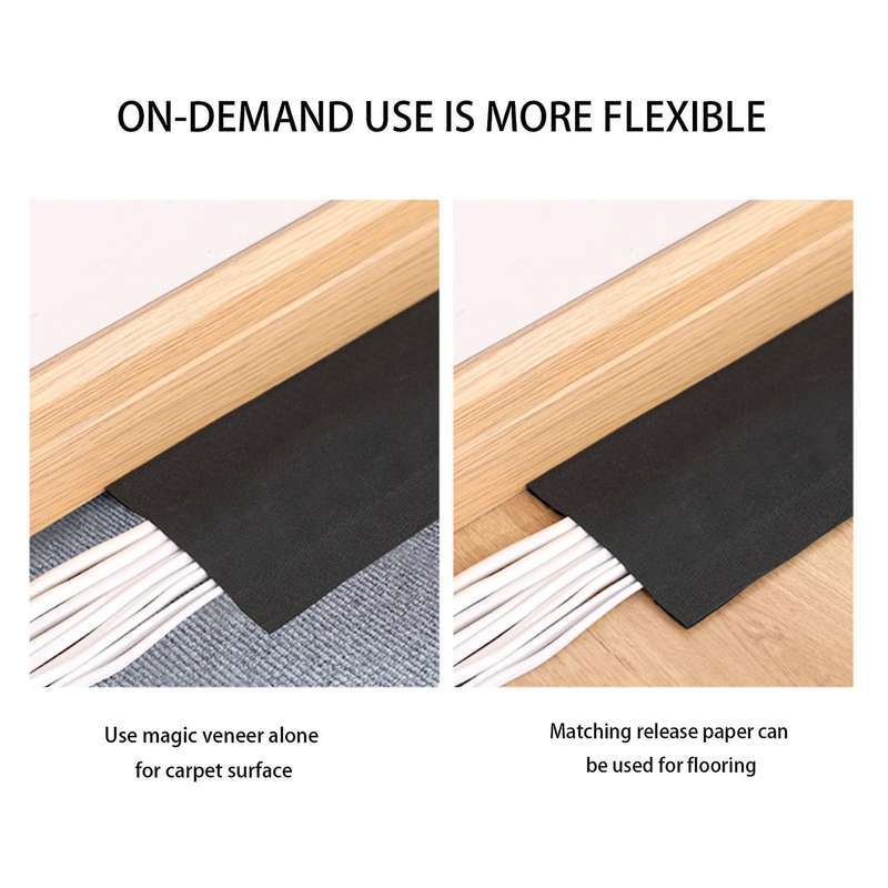 Cable Grip Floor Cords Cable Protector Only for Commercial Office Carpet (Black,10 Feet)