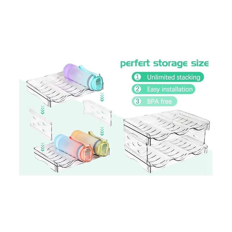 Cabinet Water Bottle Storage Rack, Beverage Bottle Storage Display Rack, Stackable Cup Rack for Kitc