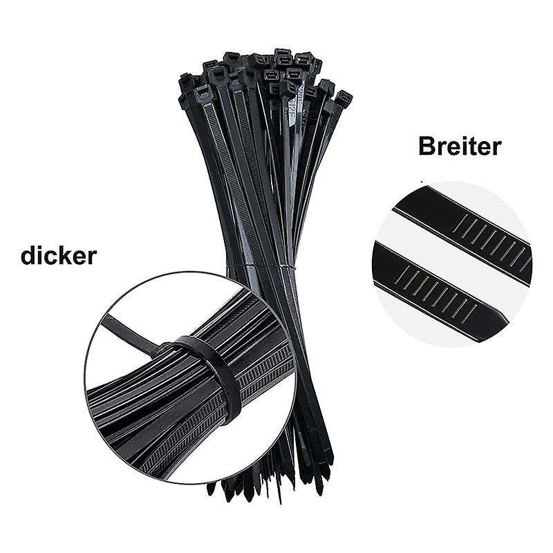 Cable Ties Black Pack Of 300 Mm X 7.6 Mm Uv Resistant Ultra with 75 Kg Tensile Strength Heat Resist