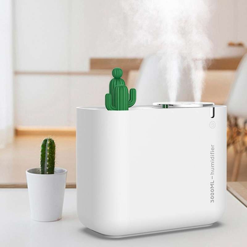 Cactus Humidifier Large Capacity 3L Double Nozzle Mute Home Office Air Humidification